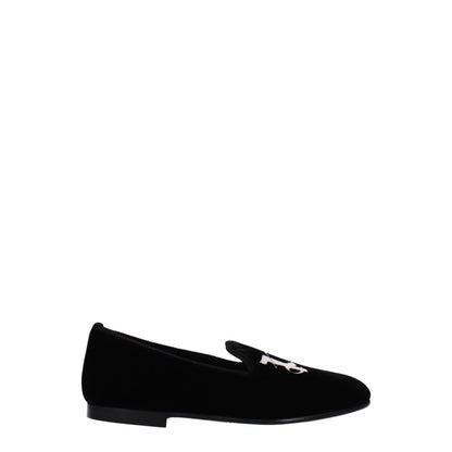 Palm Angels Black Velvet Slip-On Loafers