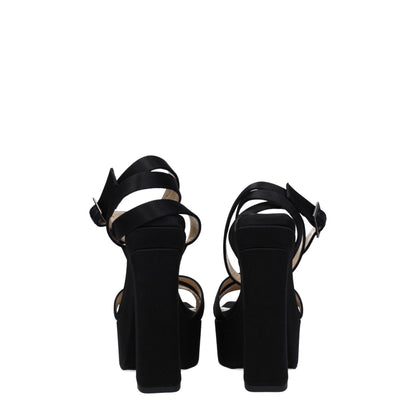 Jimmy Choo Black Satin Platform Sandals