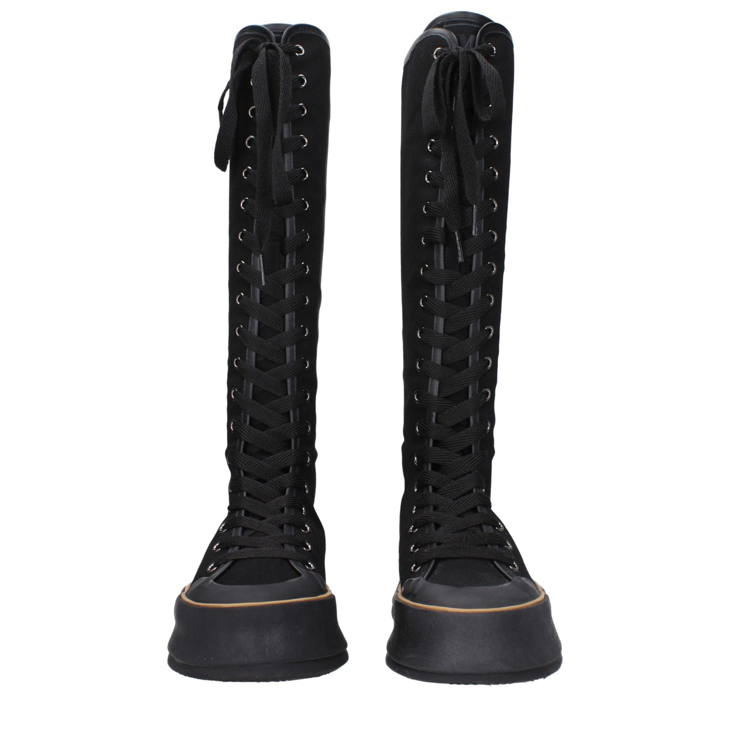 Max Mara Black Fabric Lace-Up Boots