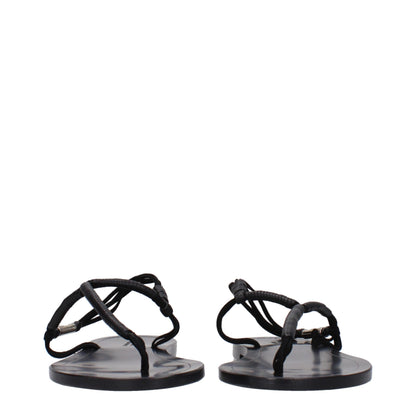 Isabel Marant Black Leather Flip-Flop Sandals