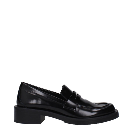 Stuart Weitzman Black Leather Slip-On Loafers
