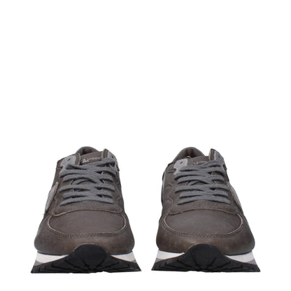 Philippe Model Gray Leather Sneakers