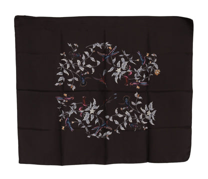 Dolce & Gabbana Brown 100% Silk Bird Print Wrap 80cm X 102cm RRP Scarf