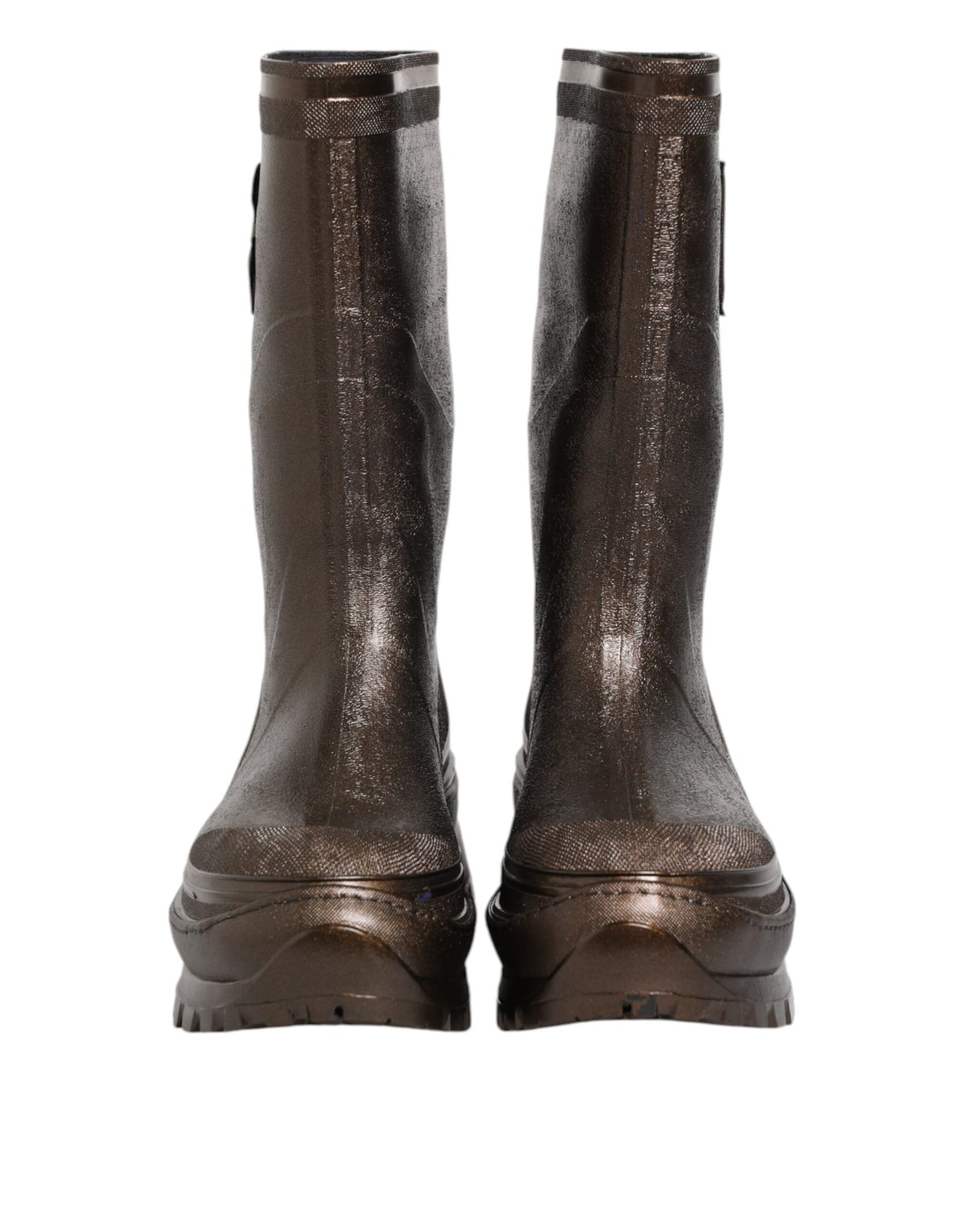 Dolce & Gabbana Metallic Brown Pull On Rain Boots Shoes
