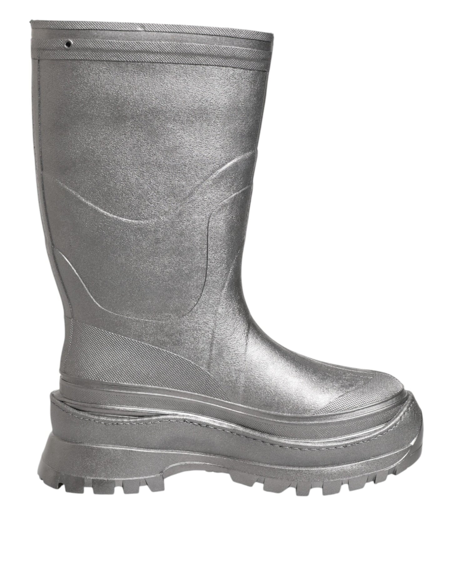 Dolce & Gabbana Metallic Silver Pull On Rain Boots Shoes