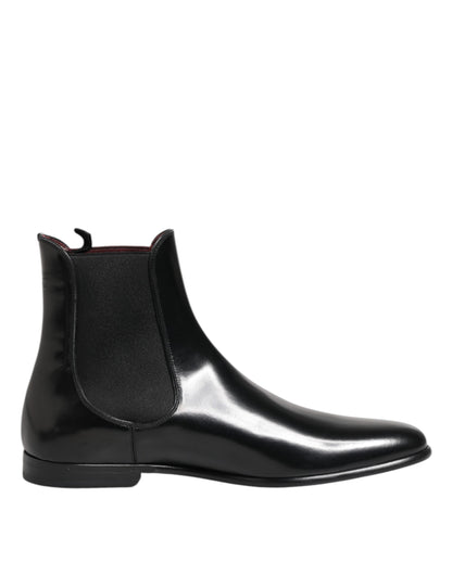 Dolce & Gabbana Black Chelsea Slip On Mid Calf Boots Shoes