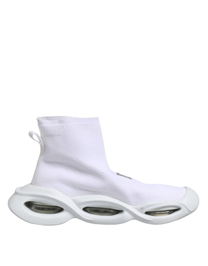 Dolce & Gabbana White Silver Slip On Wave Socks Sneakers Shoes