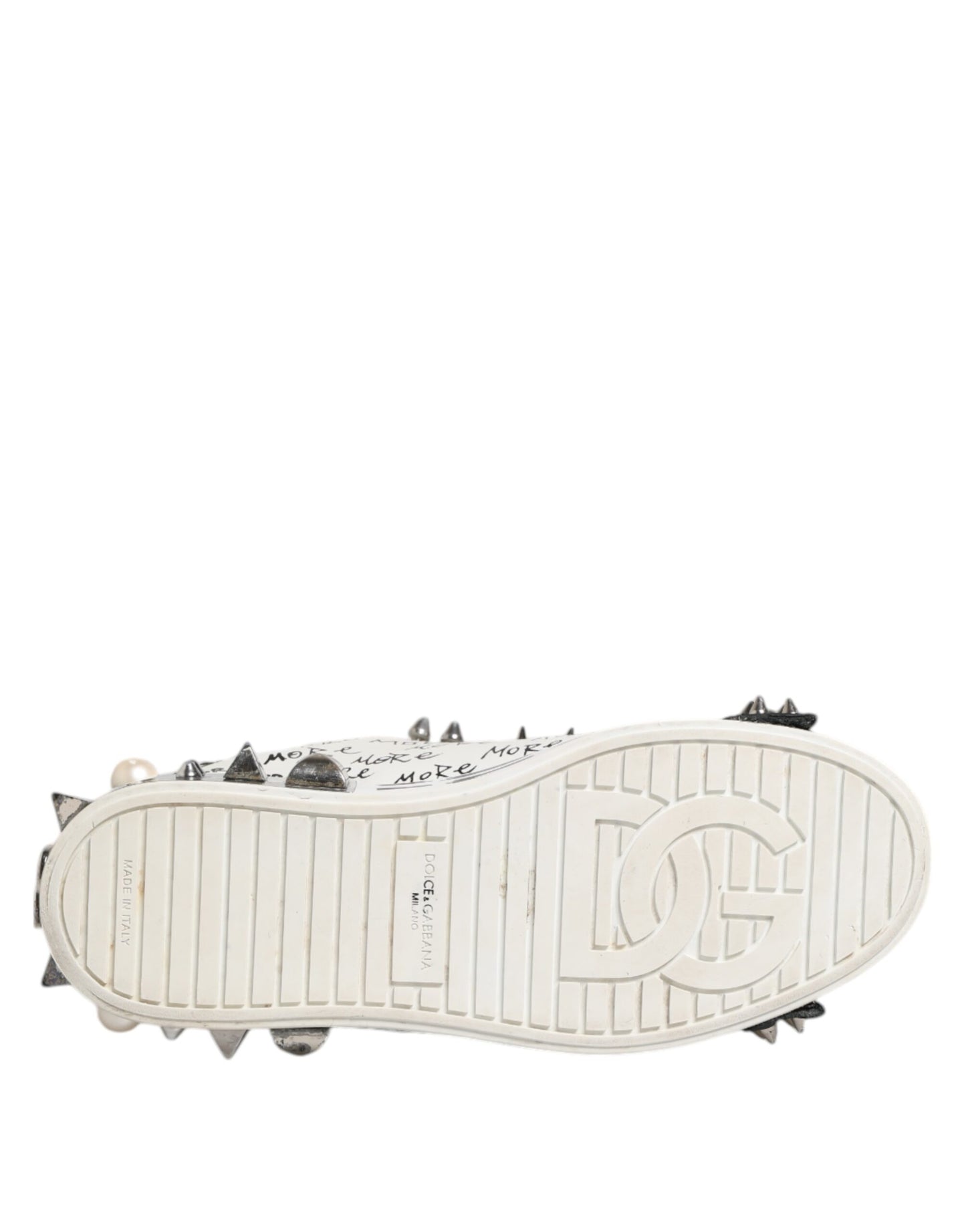 Dolce & Gabbana Black White Studded Low Top Sneakers Shoes