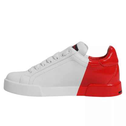 Dolce & Gabbana White Red Portofino Low Top Sneakers Shoes