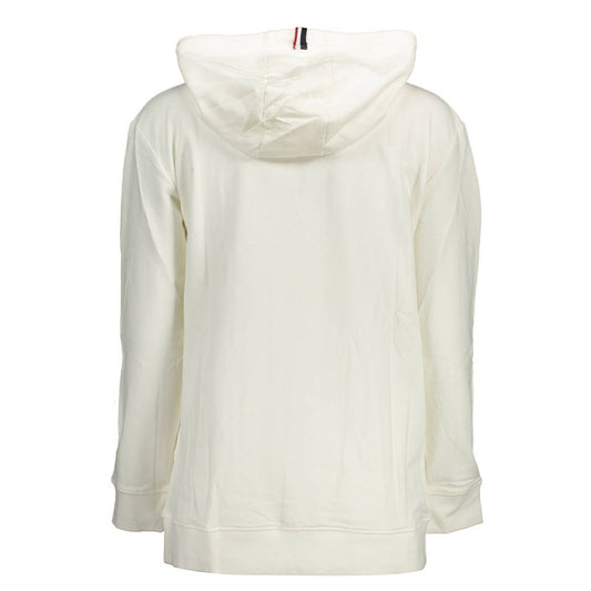 U.S. POLO ASSN. White Cotton Women Sweater with Hood and Pockets