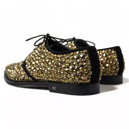 Dolce & Gabbana Black Gold Embellished Derby Shoes