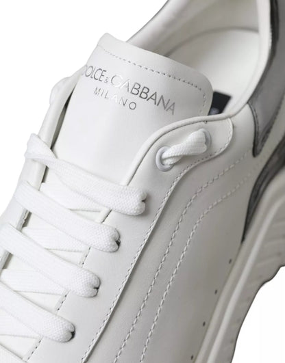 Dolce & Gabbana White Silver Leather Sport DAYMASTER Sneakers