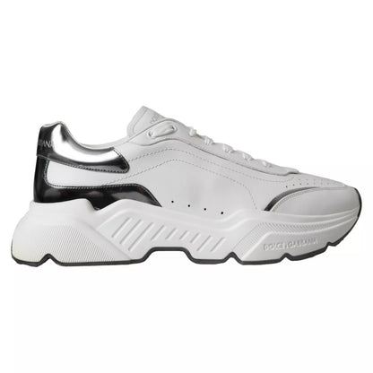 Dolce & Gabbana White Silver Leather Sport DAYMASTER Sneakers