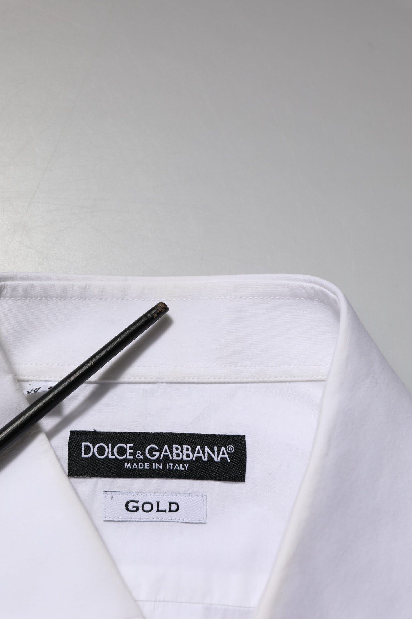 Dolce & Gabbana White Bib Cotton Poplin GOLD Men Formal Shirt