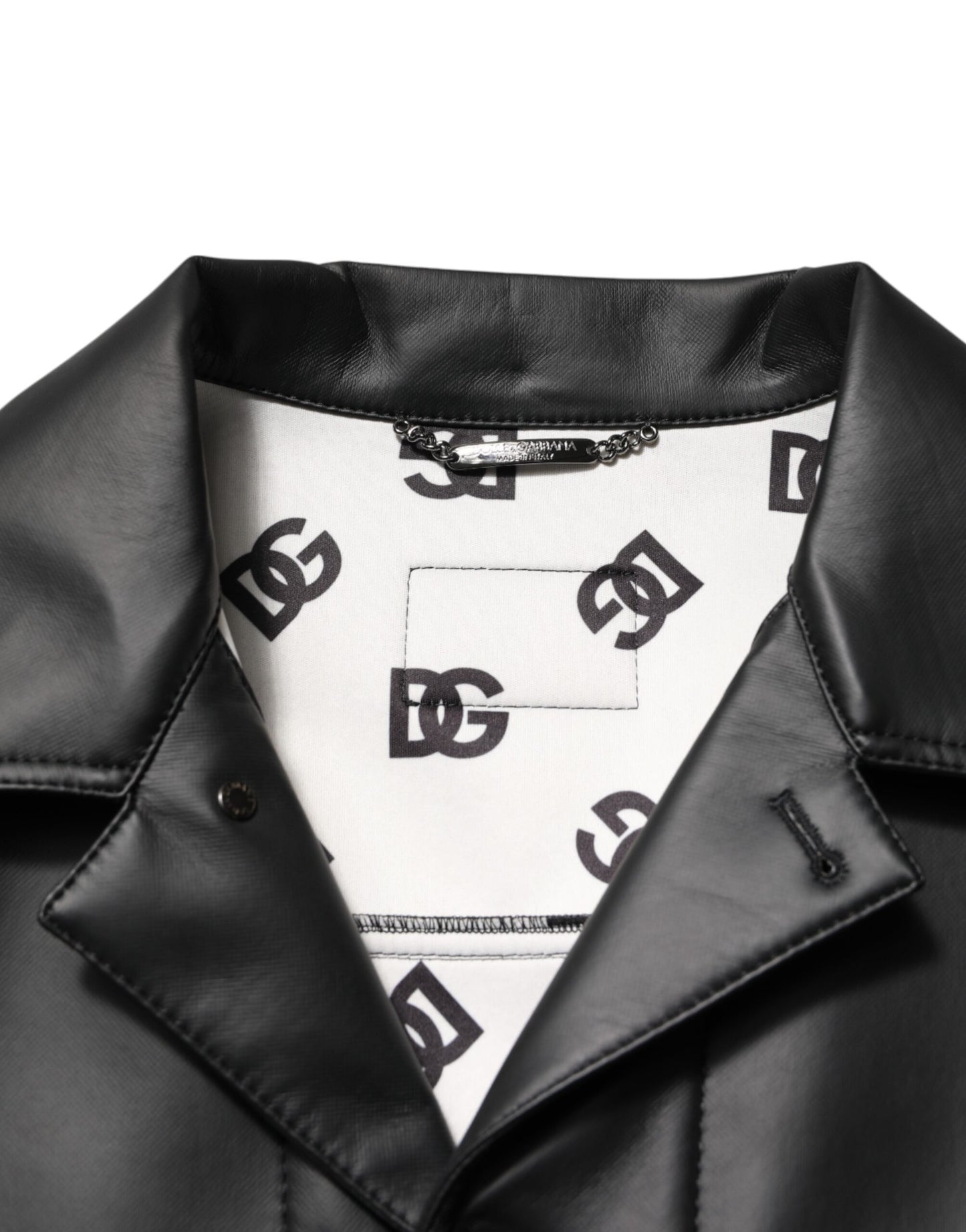 Dolce & Gabbana Black Polyester Button Down Biker Jacket