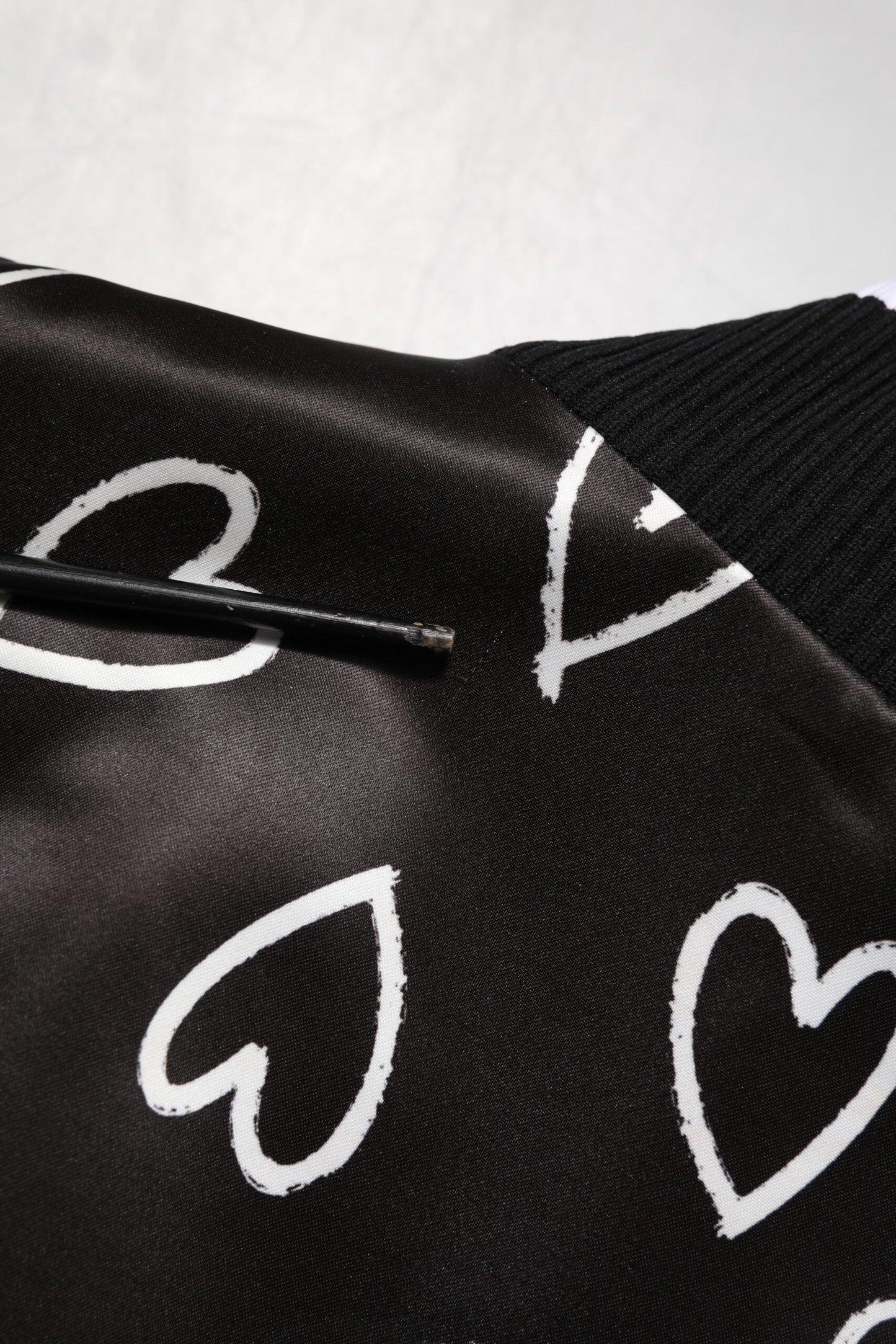 Dolce & Gabbana Black Polyester Heart Print Bomber Jacket