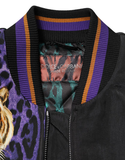 Dolce & Gabbana Multicolor Tiger Print Men Bomber Jacket