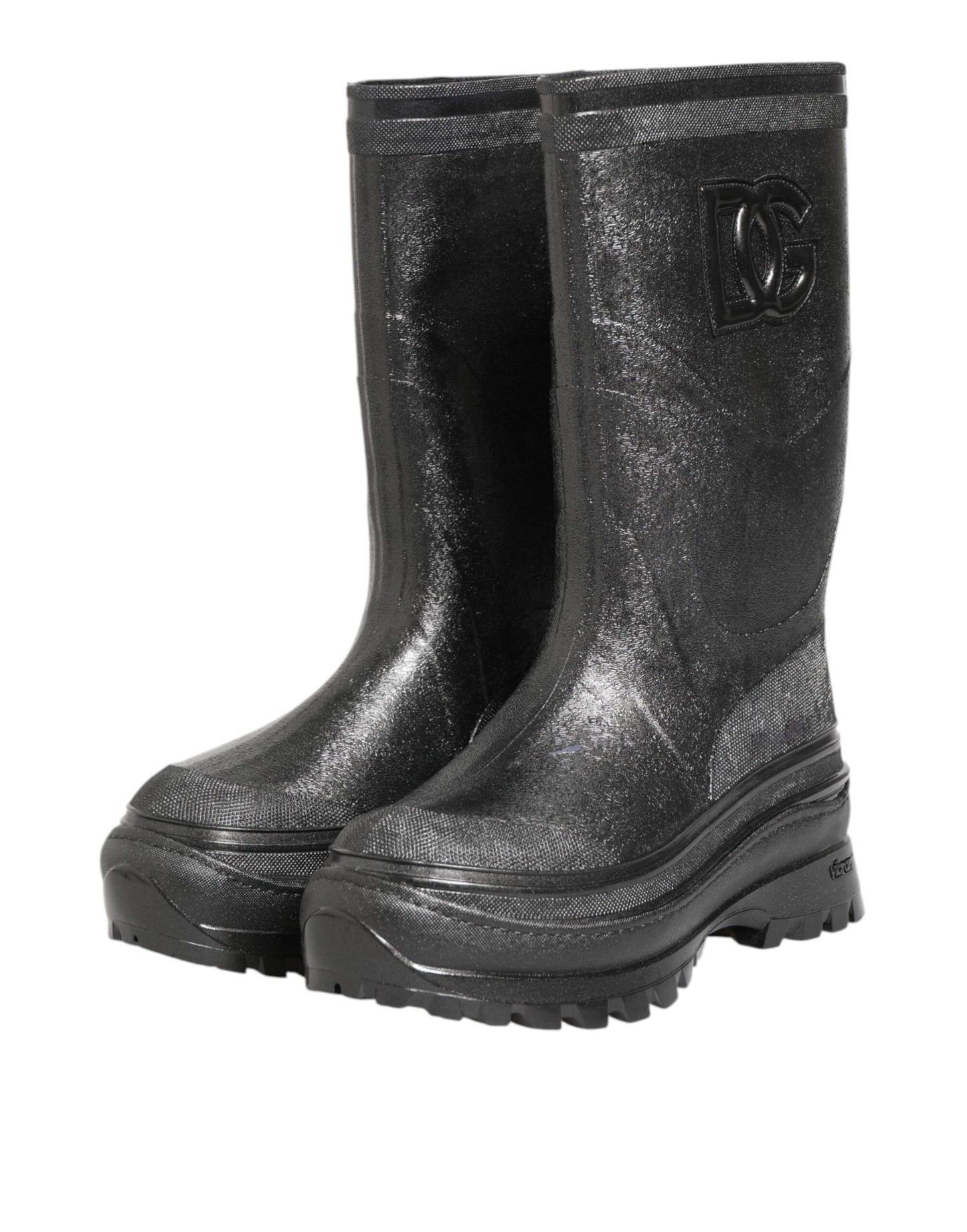 Dolce & Gabbana Metallic Gray Pull On Rain Boots Shoes