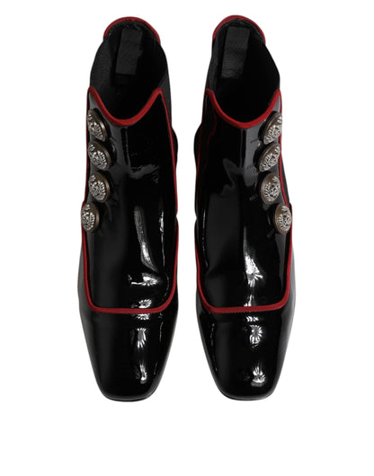 Dolce & Gabbana Black Jackie Buttoned Chelsea Boots Shoes