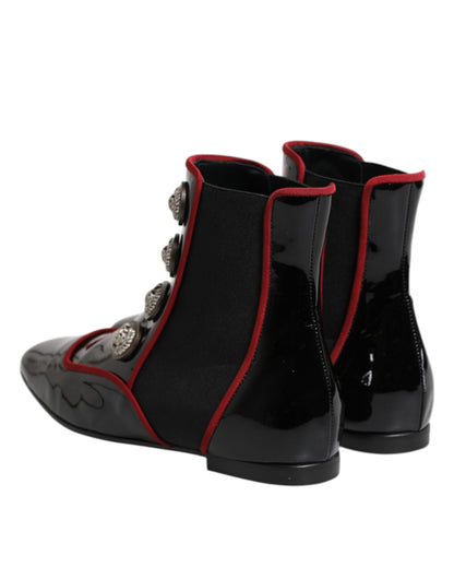 Dolce & Gabbana Black Jackie Buttoned Chelsea Boots Shoes