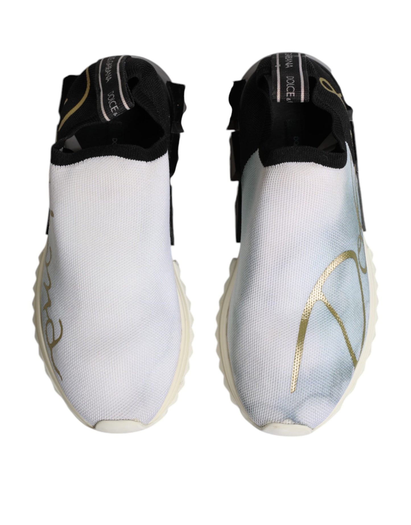 Dolce & Gabbana White Black Low Top Sorrento Sneakers Shoes