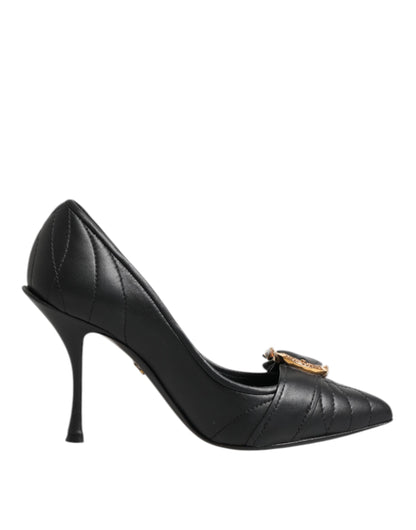 Dolce & Gabbana Black Devotion Leather Heels Pumps Shoes