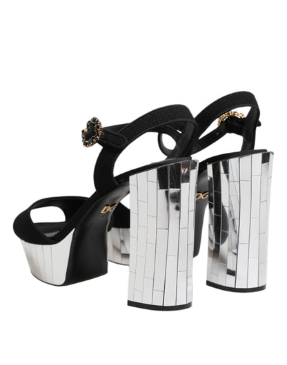 Dolce & Gabbana Black Crystal Ankle Strap Keira Sandal Shoes