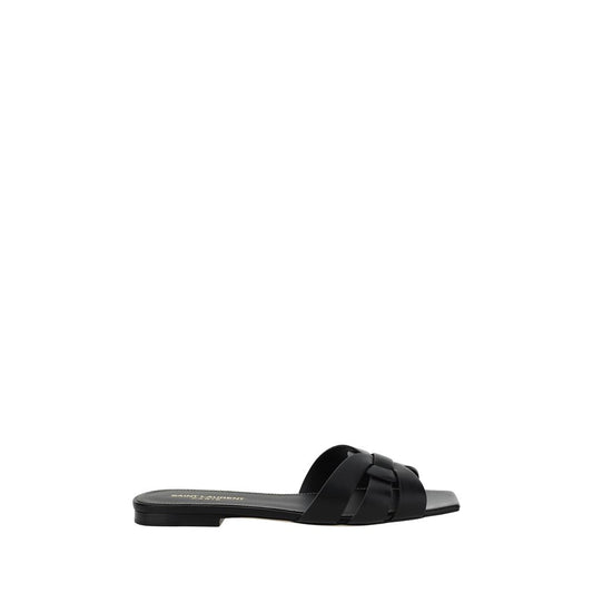 Saint Laurent Black Calf Leather Bos Taurus Sandals