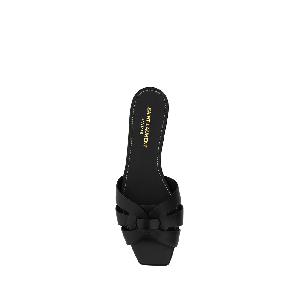 Saint Laurent Black Calf Leather Bos Taurus Sandals
