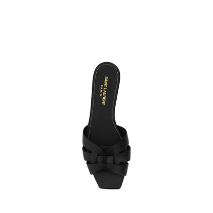 Saint Laurent Black Calf Leather Bos Taurus Sandals