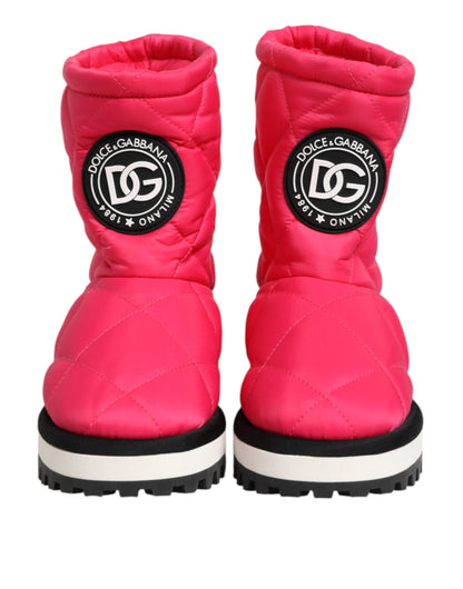 Dolce & Gabbana Pink White Viscose Padded Mid Calf Boots Shoes