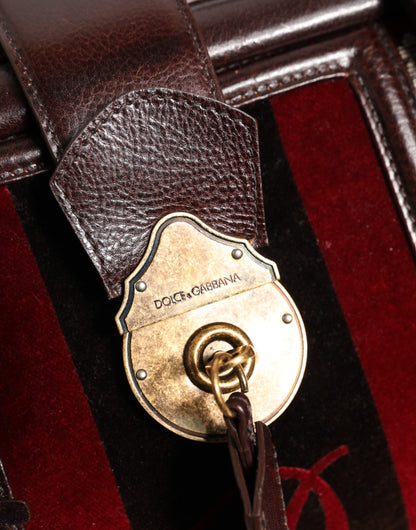 Dolce & Gabbana Multicolor Leather Jacquard Velvet Travel Duffle Bag