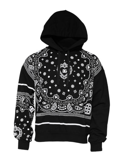 Dolce & Gabbana Black Bandana Hooded Men Sweatshirt Sweater