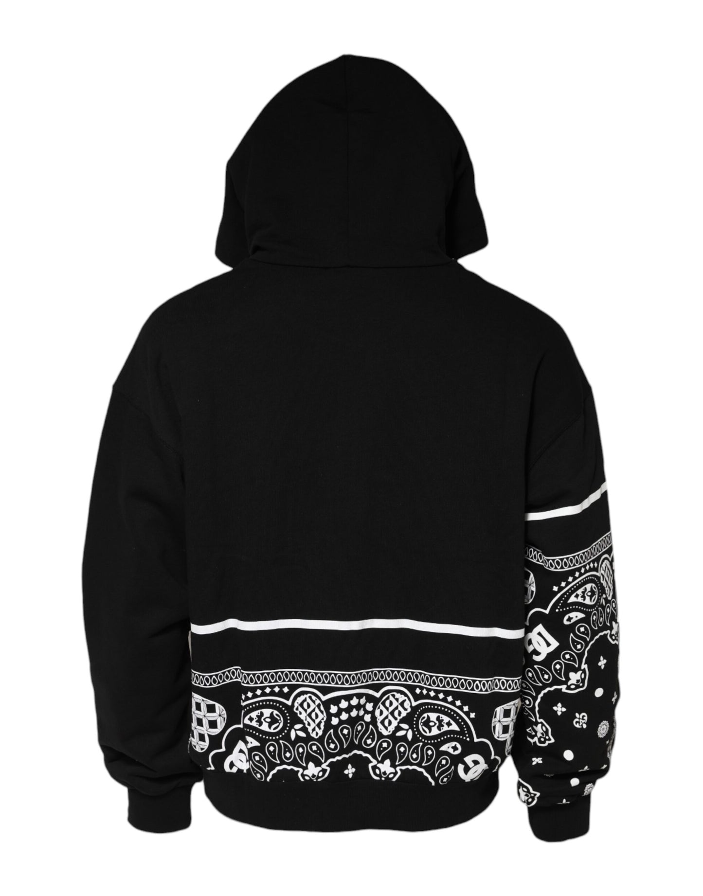 Dolce & Gabbana Black Bandana Hooded Men Sweatshirt Sweater