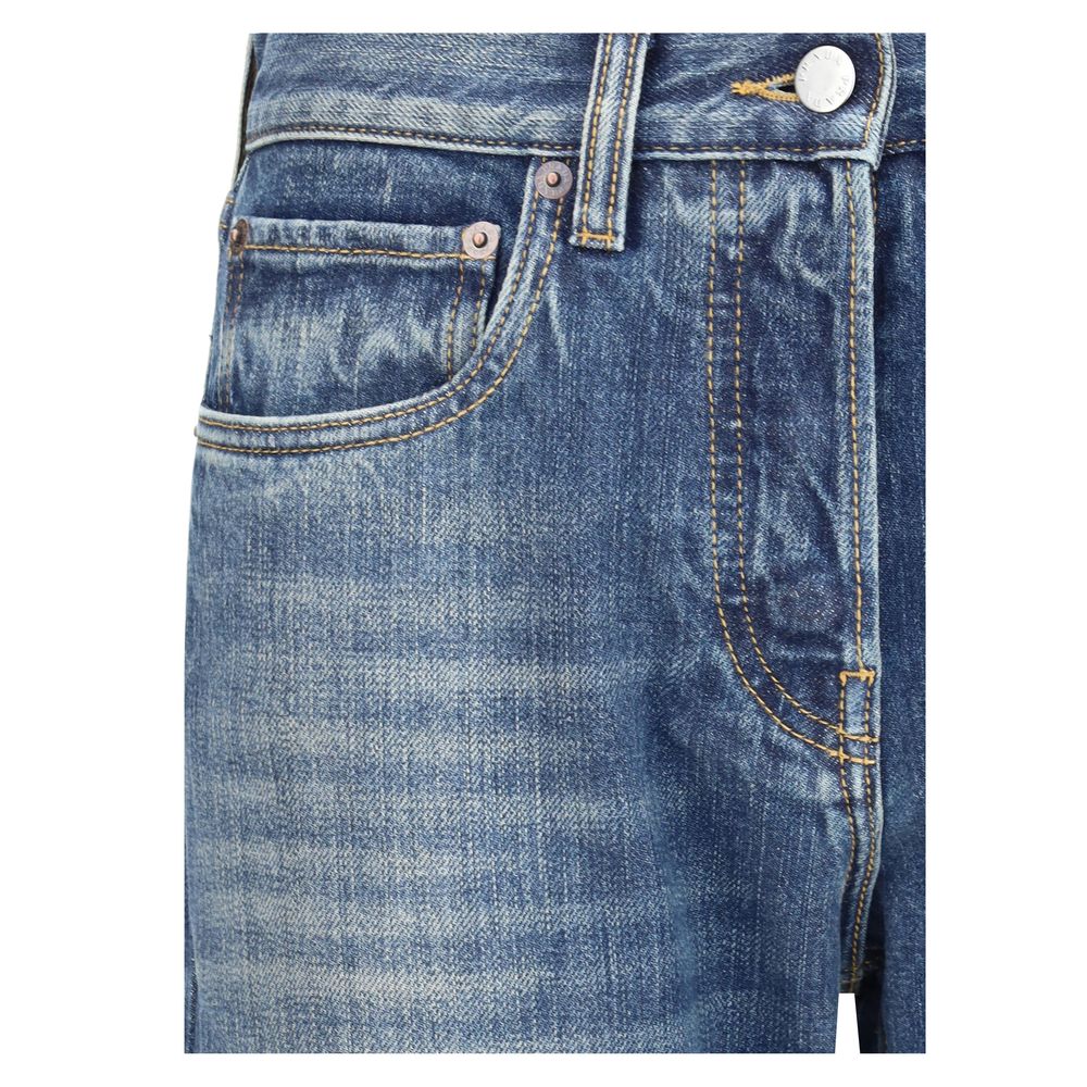 Prada Blue Cotton Straight-Leg Jeans