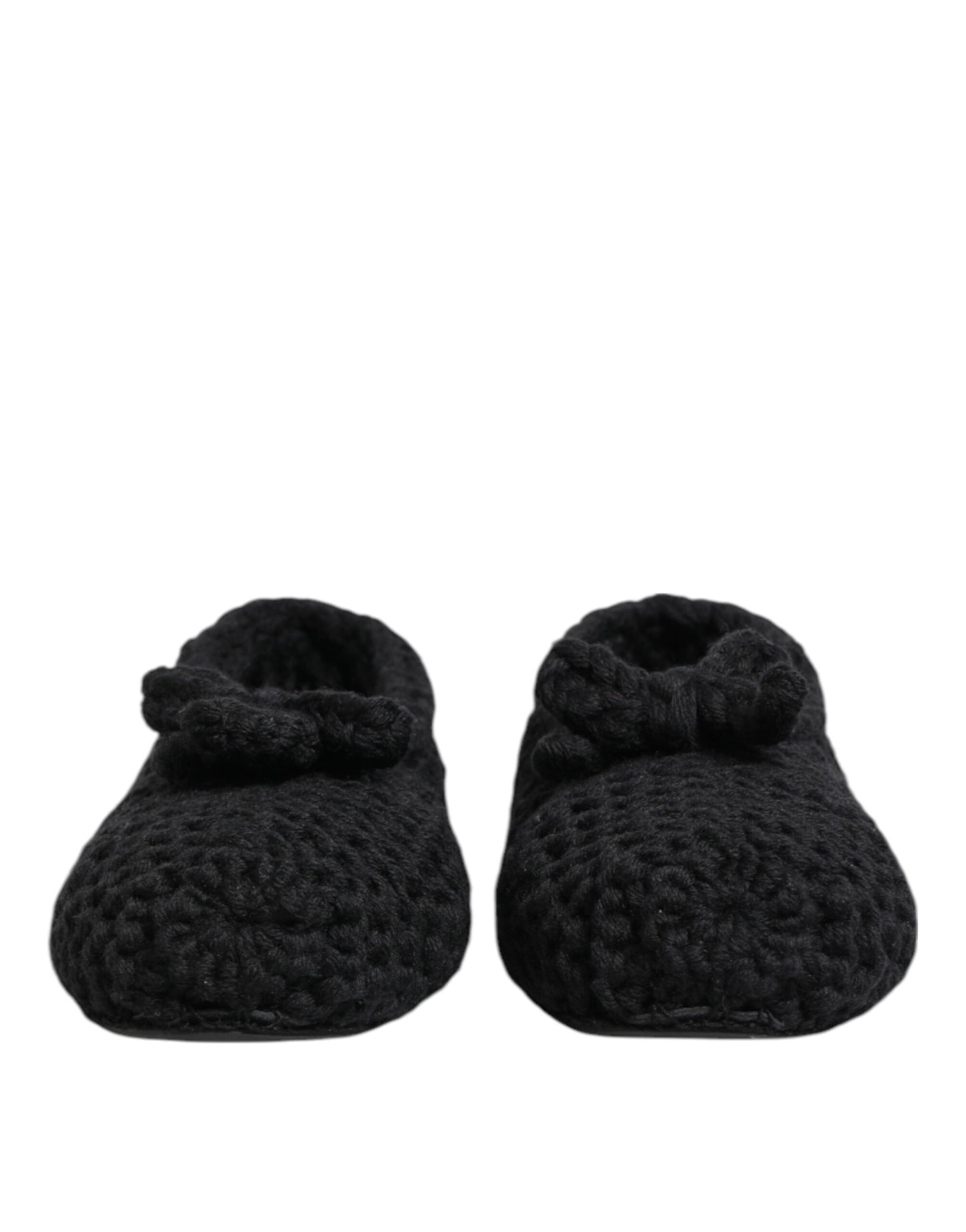Dolce & Gabbana Black Wool Knit Slip On Ballerina Flats Shoes