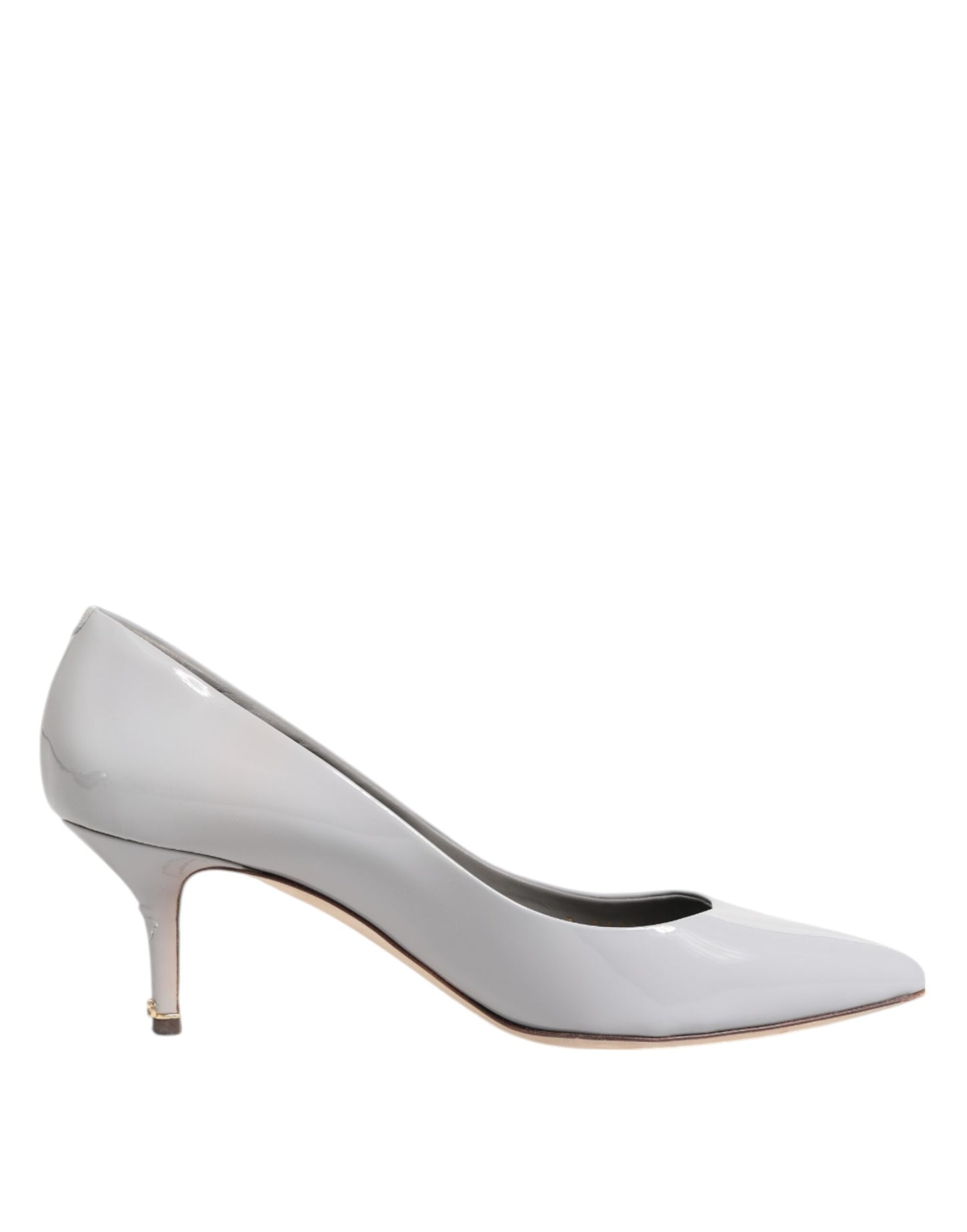 Dolce & Gabbana Light Gray Leather Kitten Heels Pumps Shoes