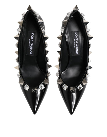 Dolce & Gabbana Black Crystals Studs Stiletto Pumps Shoes