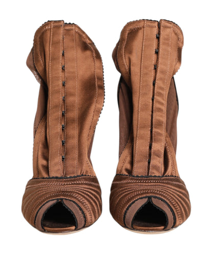 Dolce & Gabbana Brown Bette High Heeled Ankle Boots Shoes