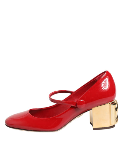 Dolce & Gabbana Red Leather DG Logo Heels Sandals Shoes