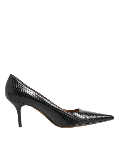 Dolce & Gabbana Black Exotic Leather Stiletto Pumps Shoes