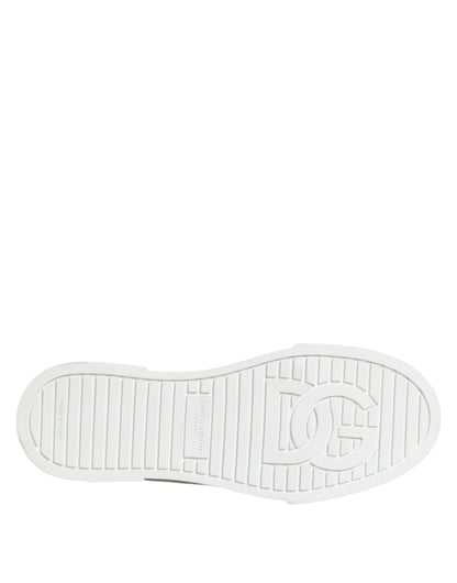 Dolce & Gabbana White Pink Canvas Low Top Sneakers Shoes