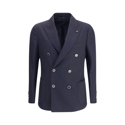 Lardini Blue Fleece Wool Blazer
