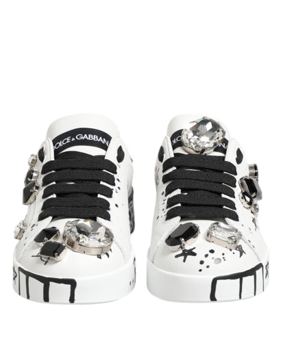 Dolce & Gabbana White Portofino Crystal Sneakers  Shoes