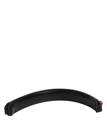 Dolce & Gabbana Black Embellished Leather Bag Handle Women Shoulder Strap