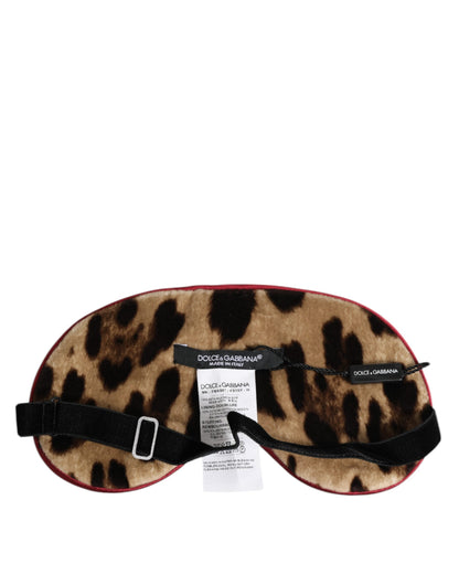Dolce & Gabbana Brown Leopard Print Silk Women Accessory Sleep Eye Mask