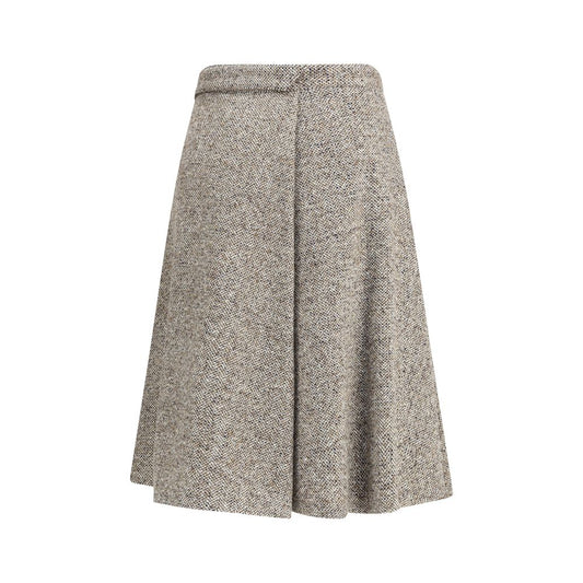 Brunello Cucinelli Brown Fleece Wool Midi Skirt