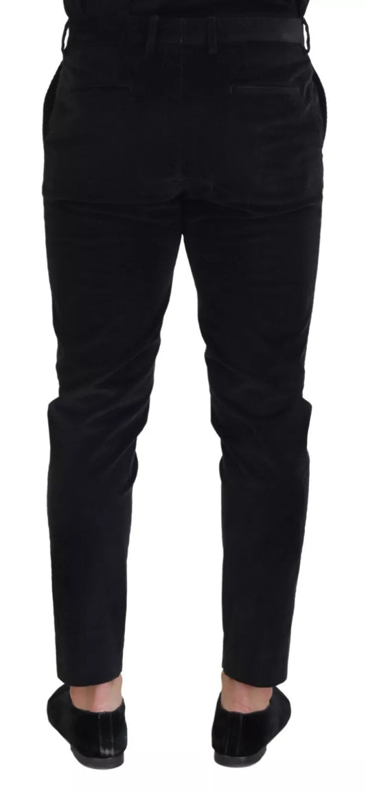 Dolce & Gabbana Black Stretch Cotton Slim Trousers Chino Pants