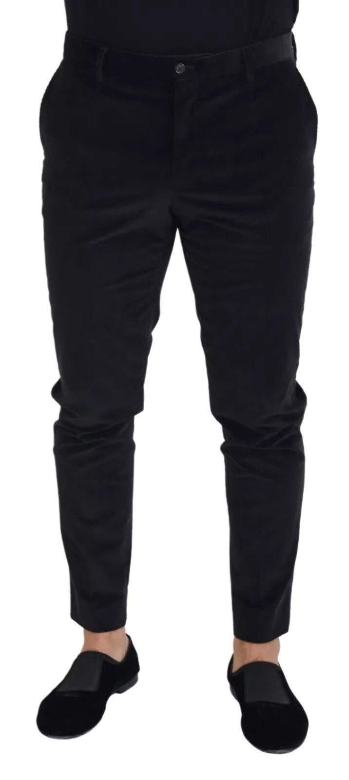 Dolce & Gabbana Black Stretch Cotton Slim Trousers Chino Pants