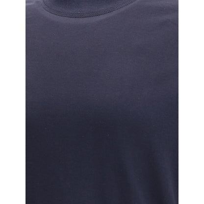 Brunello Cucinelli Blue Cotton Long Sleeve T-Shirt